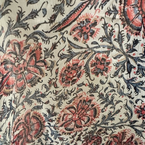 Lucky Brand Coral and Blue Long Sleeve Cut Out Blouse - Picture 2 of 8